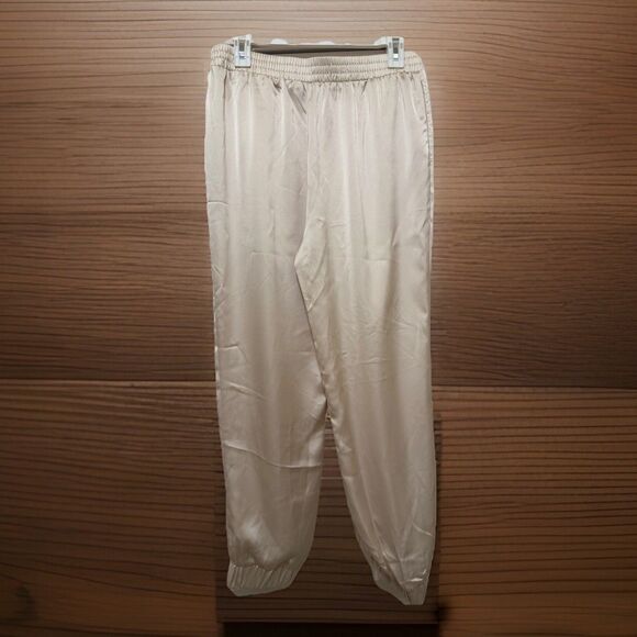 New Sincerely Jules satin joggers Cream pull on elastic waist size Large - Picture 8 of 10